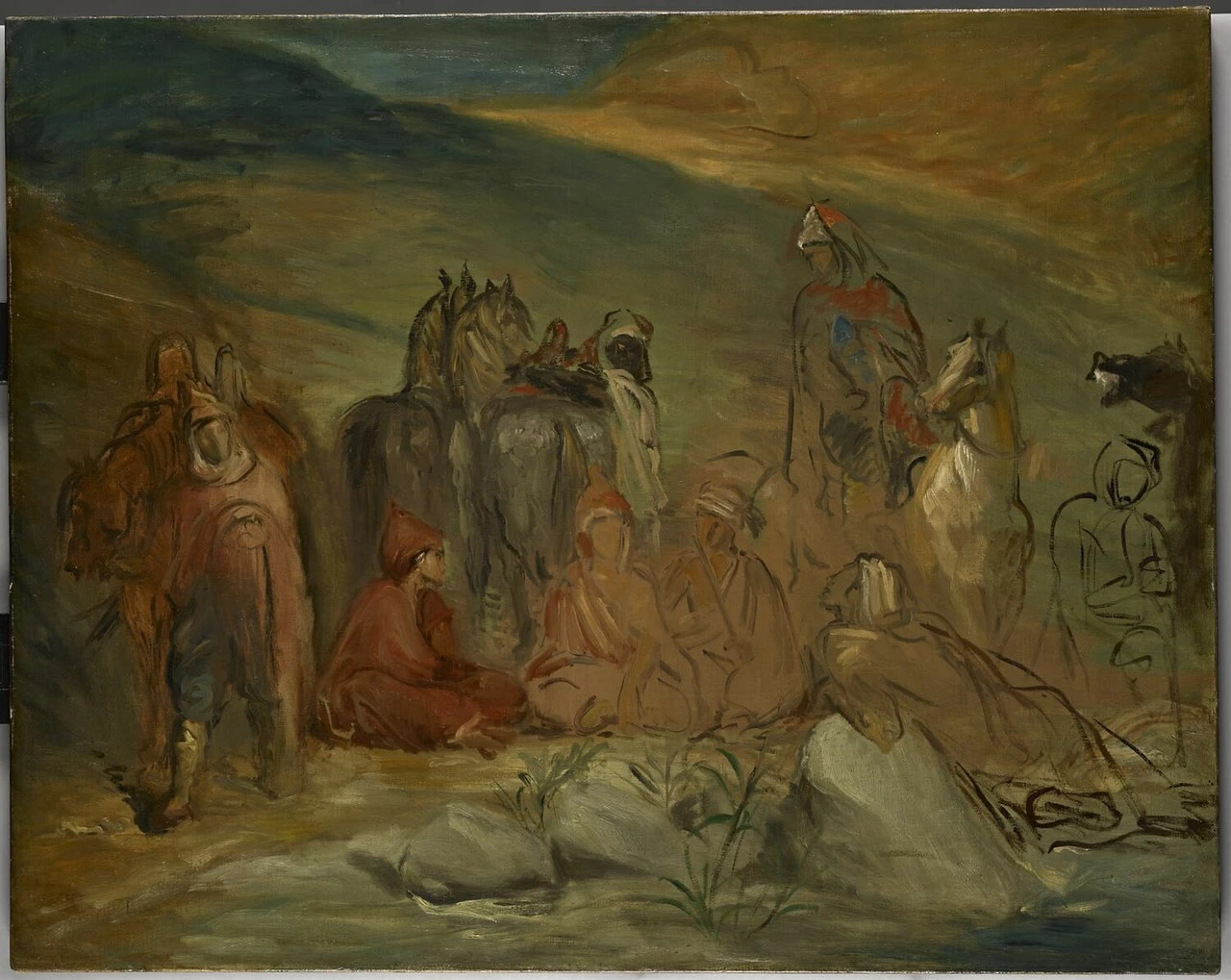 Gli Spahi si fermano vicino ad una sorgente. Schizzo, 1850 - Musée du Louvre, Parigi
